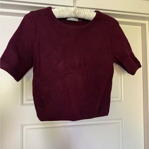 Alice + Olivia Burgundy Cropped Sweater